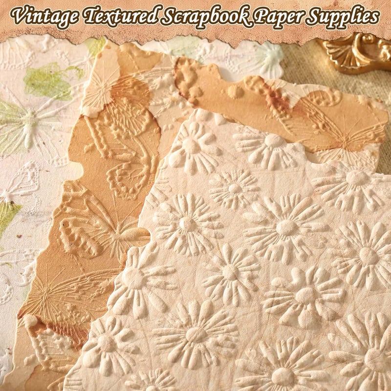 Caffox 226 Sheets Vintage Scrapbook Paper Kit with Photo Tapes, Textured Scrapbooking Supplies Craft Paper for Junk Journal Supplies Planner Mixed Collage Materials Embellishments - Image 3